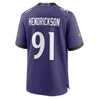 Kooe B.Ravens #91 Trey Hendrickson Purple Team Game Stitched Jerseys