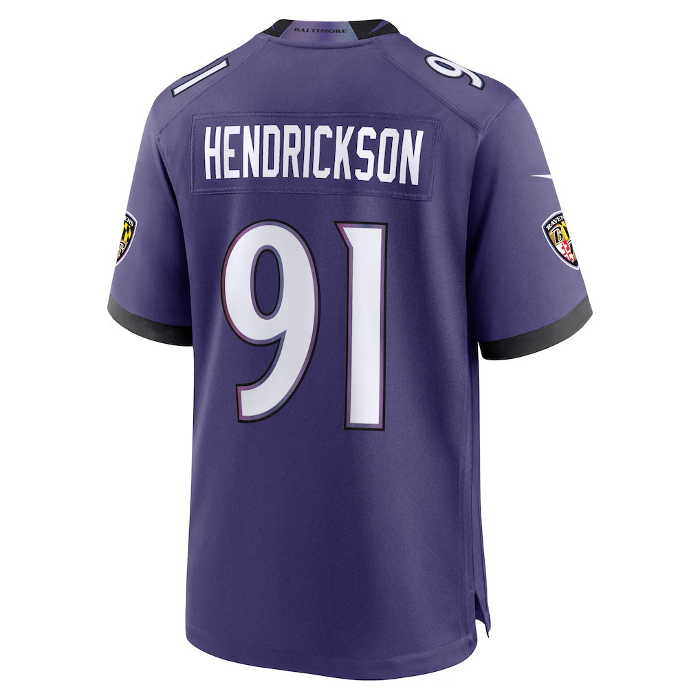 Kooe B.Ravens #91 Trey Hendrickson Purple Team Game Stitched Jerseys
