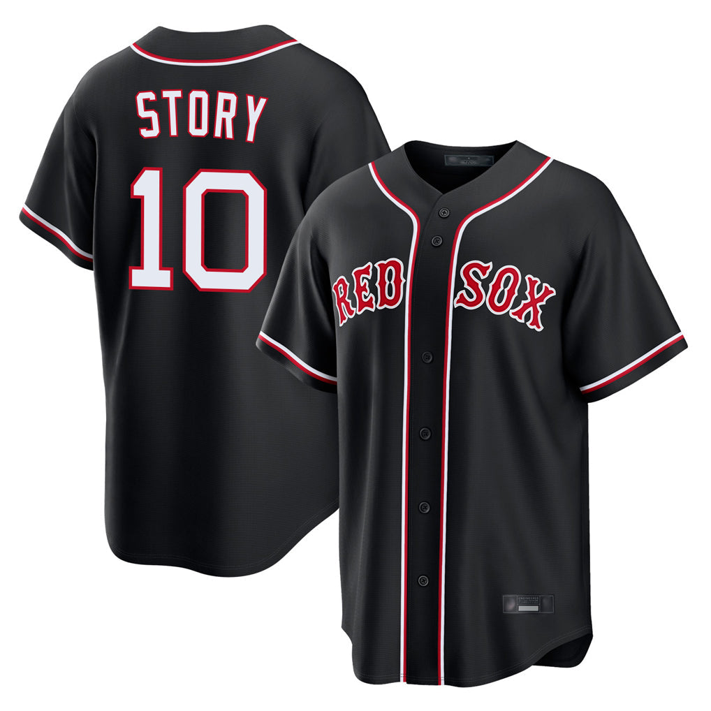 Kooe B.Red Sox #10 Trevor Story Player Black Out Home Game Stitched Jerseys