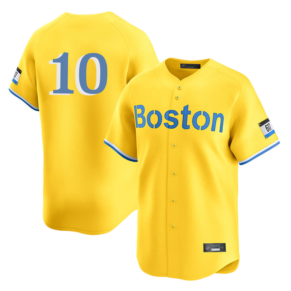 Kooe B.Red Sox #10 Trevor Story Player Yellow Limited Home Game Stitched Jerseys