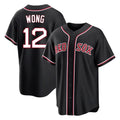 Kooe B.Red Sox #12 Connor Wong Player Black Out Home Game Stitched Jerseys