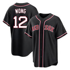Kooe B.Red Sox #12 Connor Wong Player Black Out Home Game Stitched Jerseys