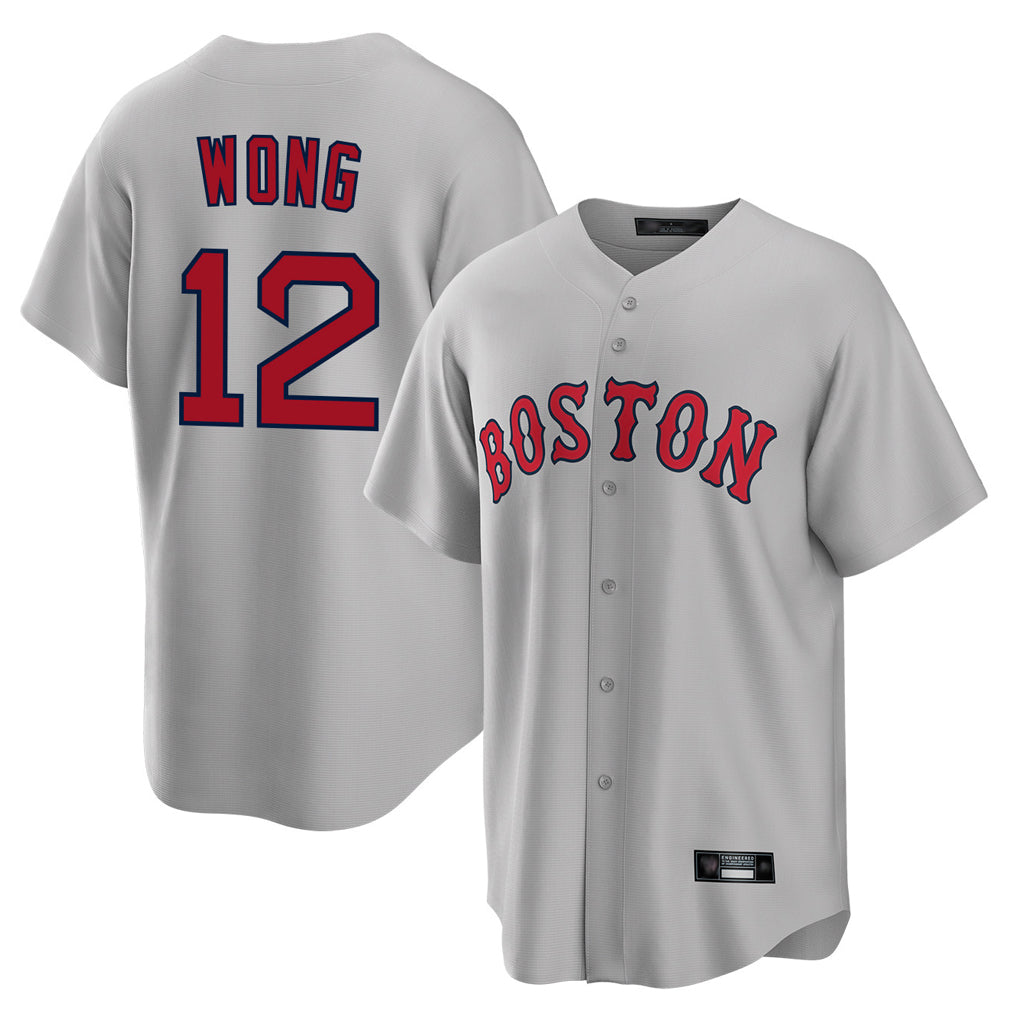 Kooe B.Red Sox #12 Connor Wong Player Gray Road Home Game Stitched Jerseys