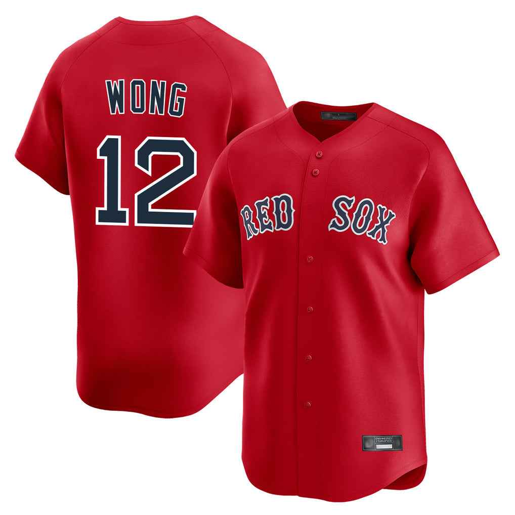 Kooe B.Red Sox #12 Connor Wong Player Red Limited Home Game Stitched Jerseys