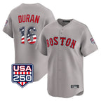Kooe B.Red Sox #16 Jarren Duran Player Gray Road USA 250 Fourth of July Limited Home Game Stitched Jerseys