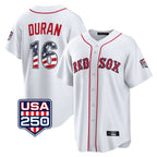 Kooe B.Red Sox #16 Jarren Duran Player White USA 250 Fourth of July Home Game Stitched Jerseys