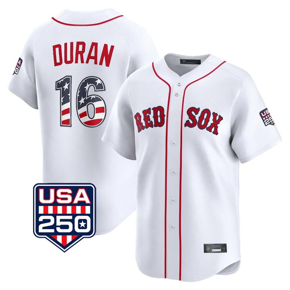 Kooe B.Red Sox #16 Jarren Duran Player White USA 250 Fourth of July Limited Home Game Stitched Jerseys