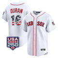 Kooe B.Red Sox #16 Jarren Duran Player White USA 250 Fourth of July Limited Home Game Stitched Jerseys