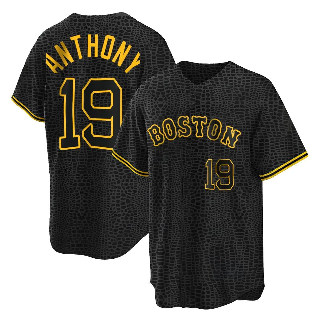 Kooe B.Red Sox #19 Roman Anthony Player Black Snake Skin City Home Game Stitched Jerseys
