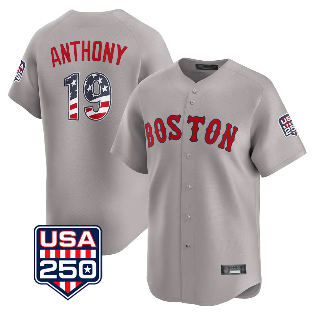 Kooe B.Red Sox #19 Roman Anthony Player Gray Road USA 250 Fourth of July Limited Home Game Stitched Jerseys
