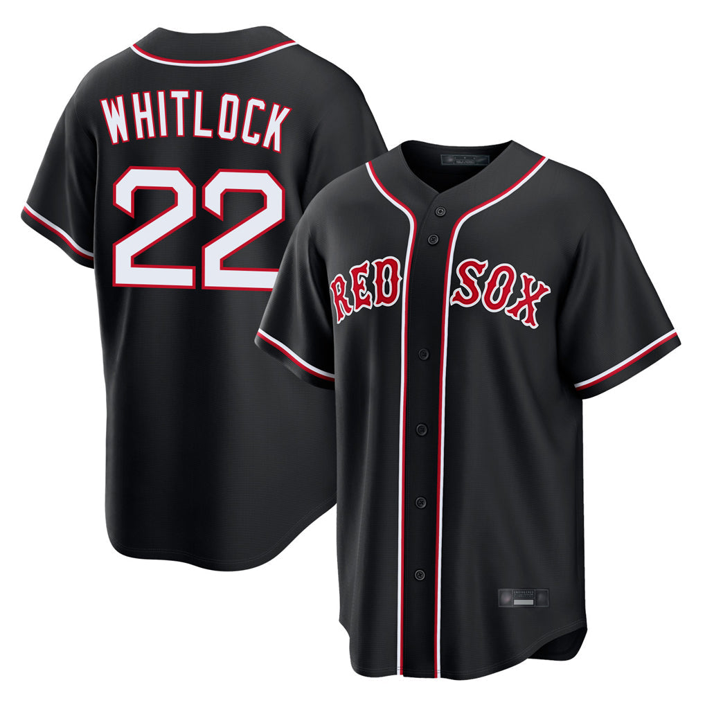 Kooe B.Red Sox #22 Garrett Whitlock Player Black Out Home Game Stitched Jerseys