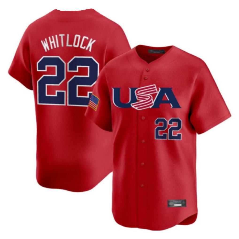 Kooe B.Red Sox #22 Garrett Whitlock Player Red USA World Classic Home Game Stitched Jerseys