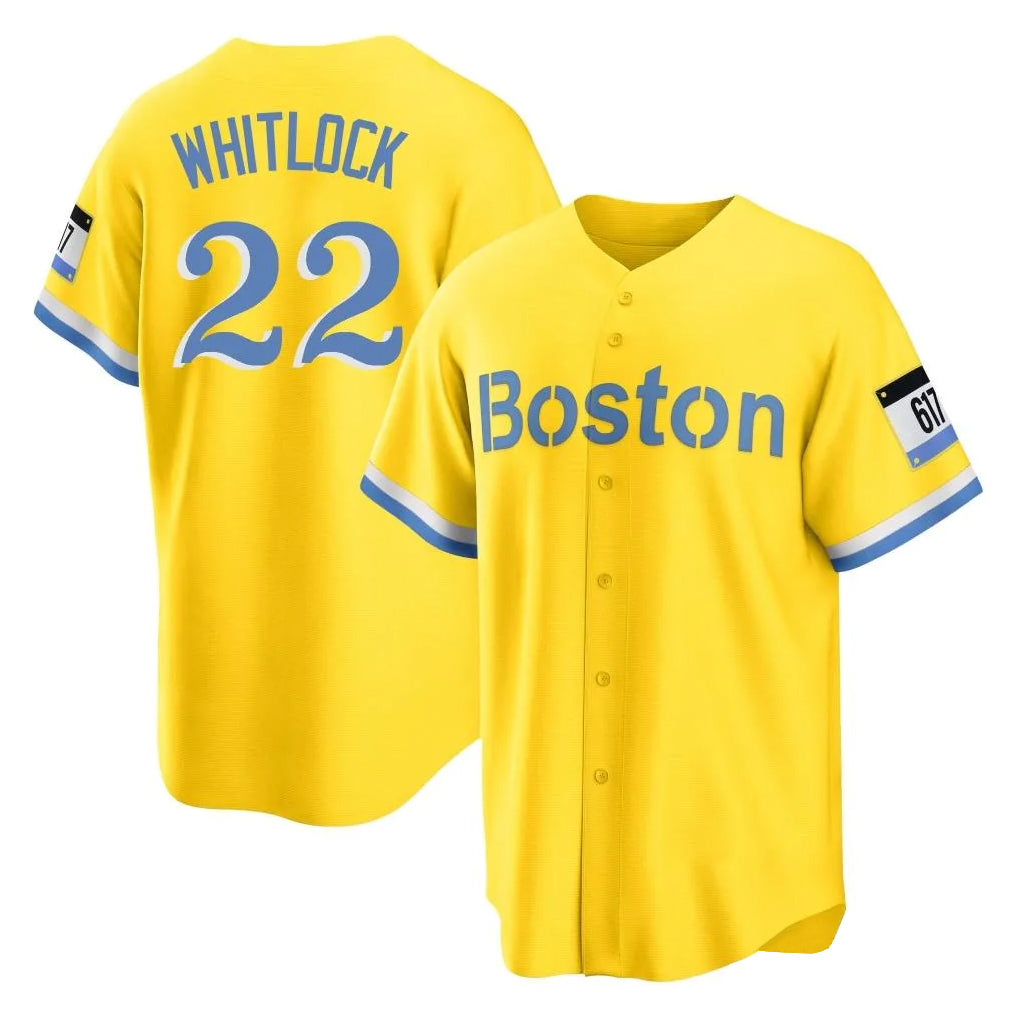 Kooe B.Red Sox #22 Garrett Whitlock Player Yellow Home Game Stitched Jerseys