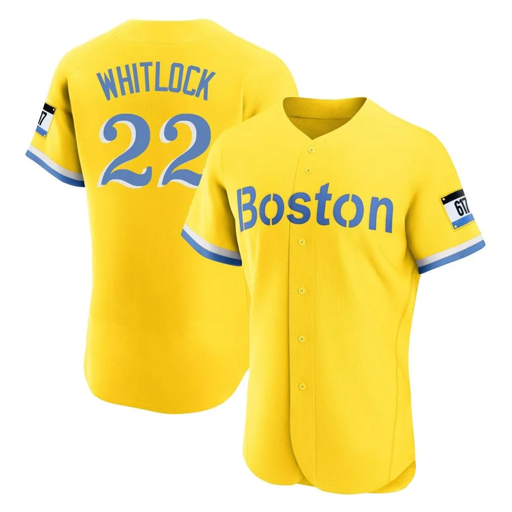 Kooe B.Red Sox #22 Garrett Whitlock Player Yellow Limited Elite Home Game Stitched Jerseys