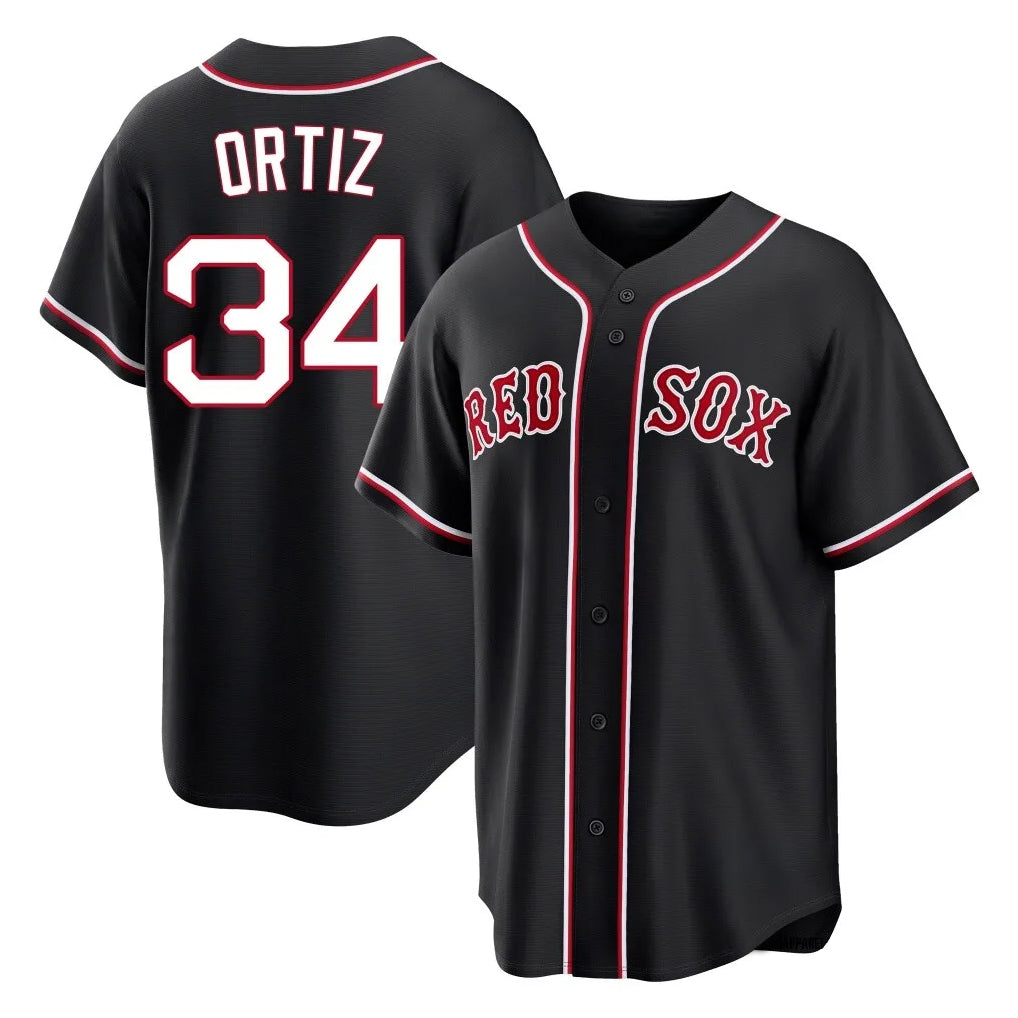 Kooe B.Red Sox #34 David Ortiz Player Black Out Home Game Stitched Jerseys