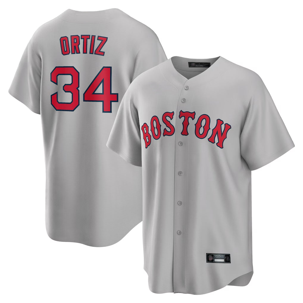 Kooe B.Red Sox #34 David Ortiz Player Gray Road Home Game Stitched Jerseys
