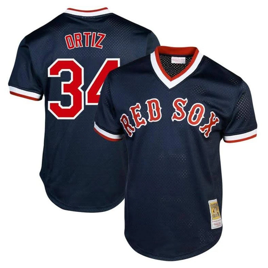 Kooe B.Red Sox #34 David Ortiz Player Navy Cooperstown Collection Mesh T-shirt Home Stitched Jerseys