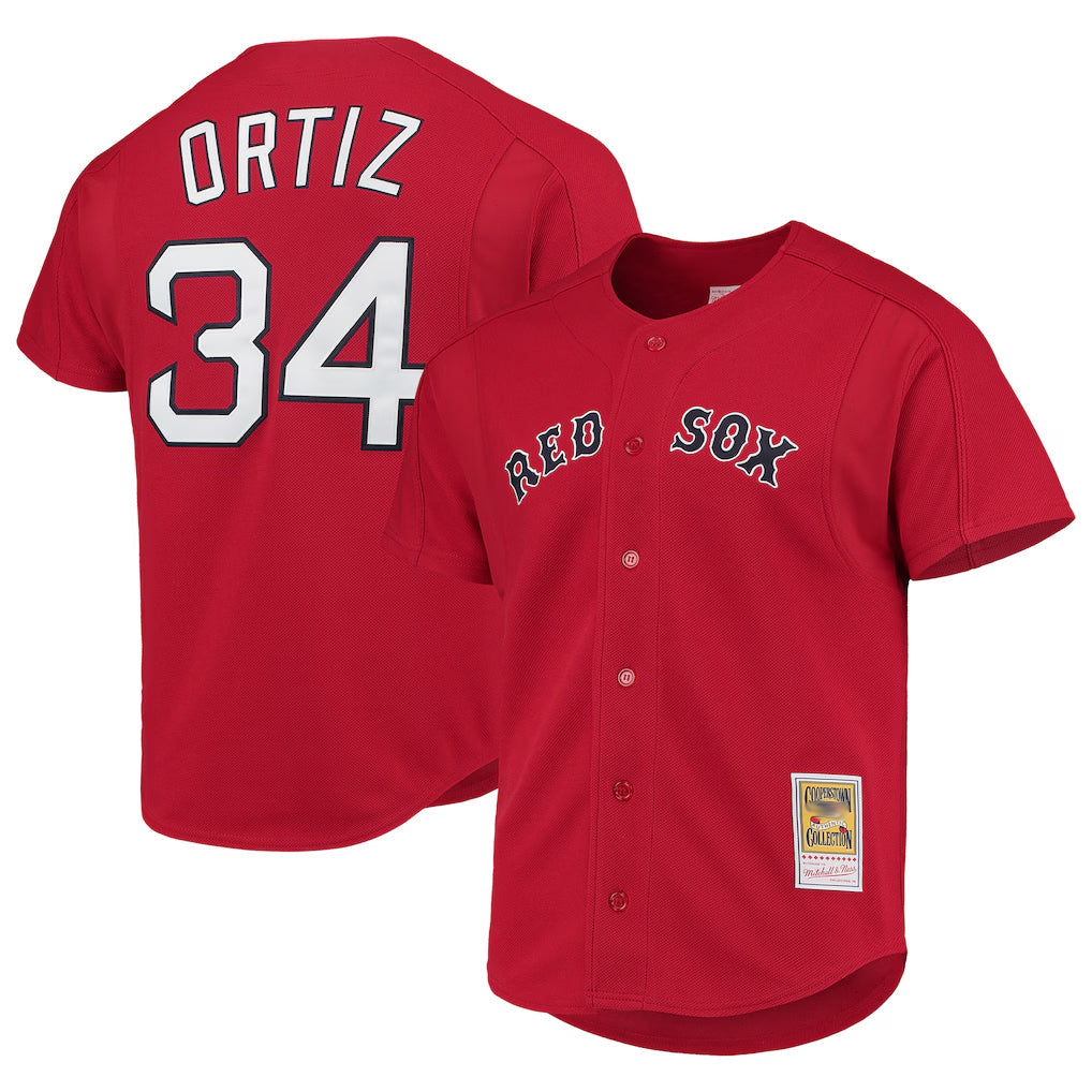 Kooe B.Red Sox #34 David Ortiz Player Red Mitchell & Ness Cooperstown Collection Home Stitched Jerseys