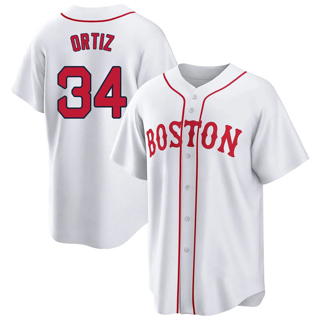 Kooe B.Red Sox #34 David Ortiz Player White Game Home Stitched Jerseys