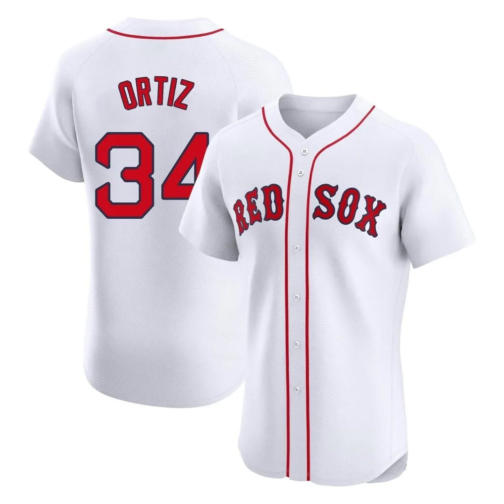 Kooe B.Red Sox #34 David Ortiz Player White Limited Elite Home Game Stitched Jerseys