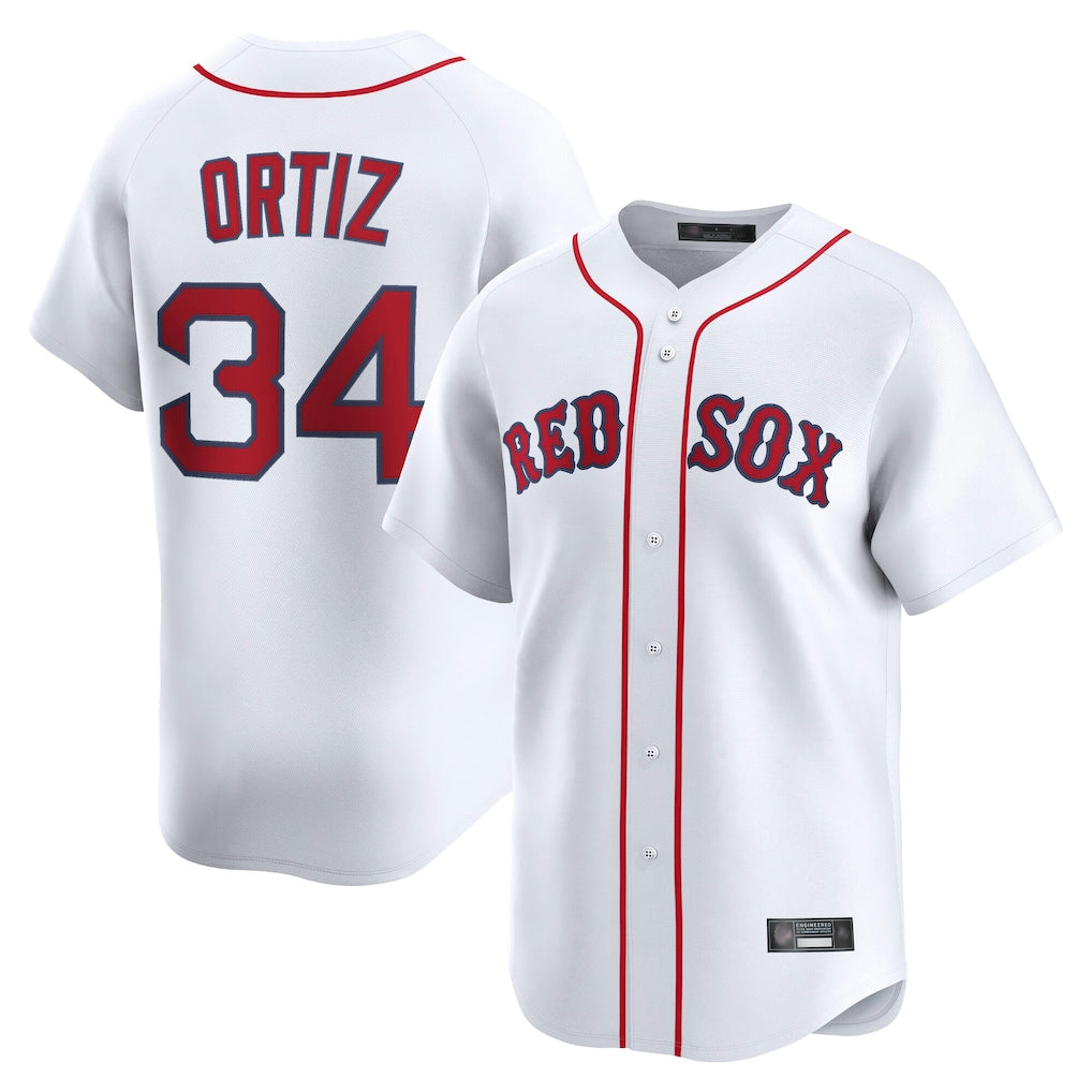 Kooe B.Red Sox #34 David Ortiz Player White Limited Home Game Stitched Jerseys