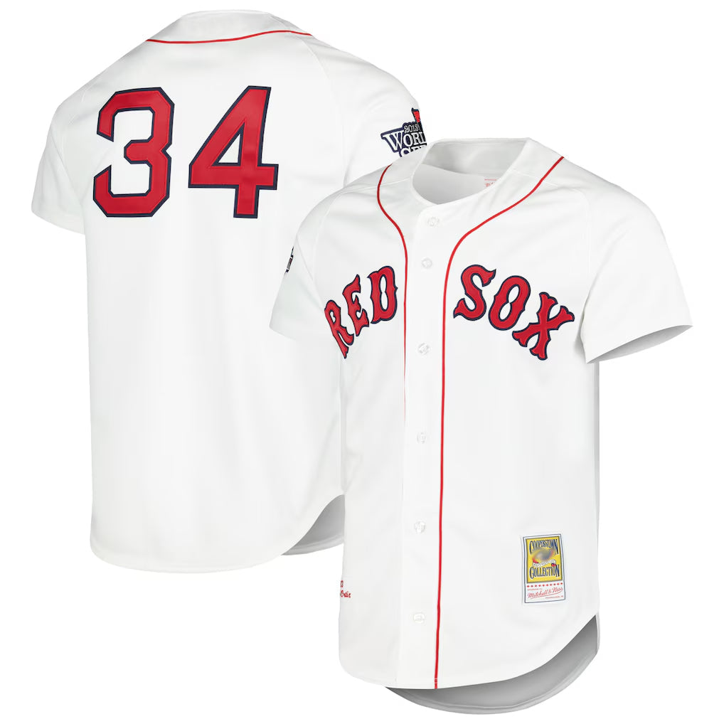 Kooe B.Red Sox #34 David Ortiz Player White Mitchell & Ness Cooperstown Collection Mesh Home Stitched Jerseys