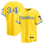 Kooe B.Red Sox #34 David Ortiz Player Yellow Home Game Stitched Jerseys