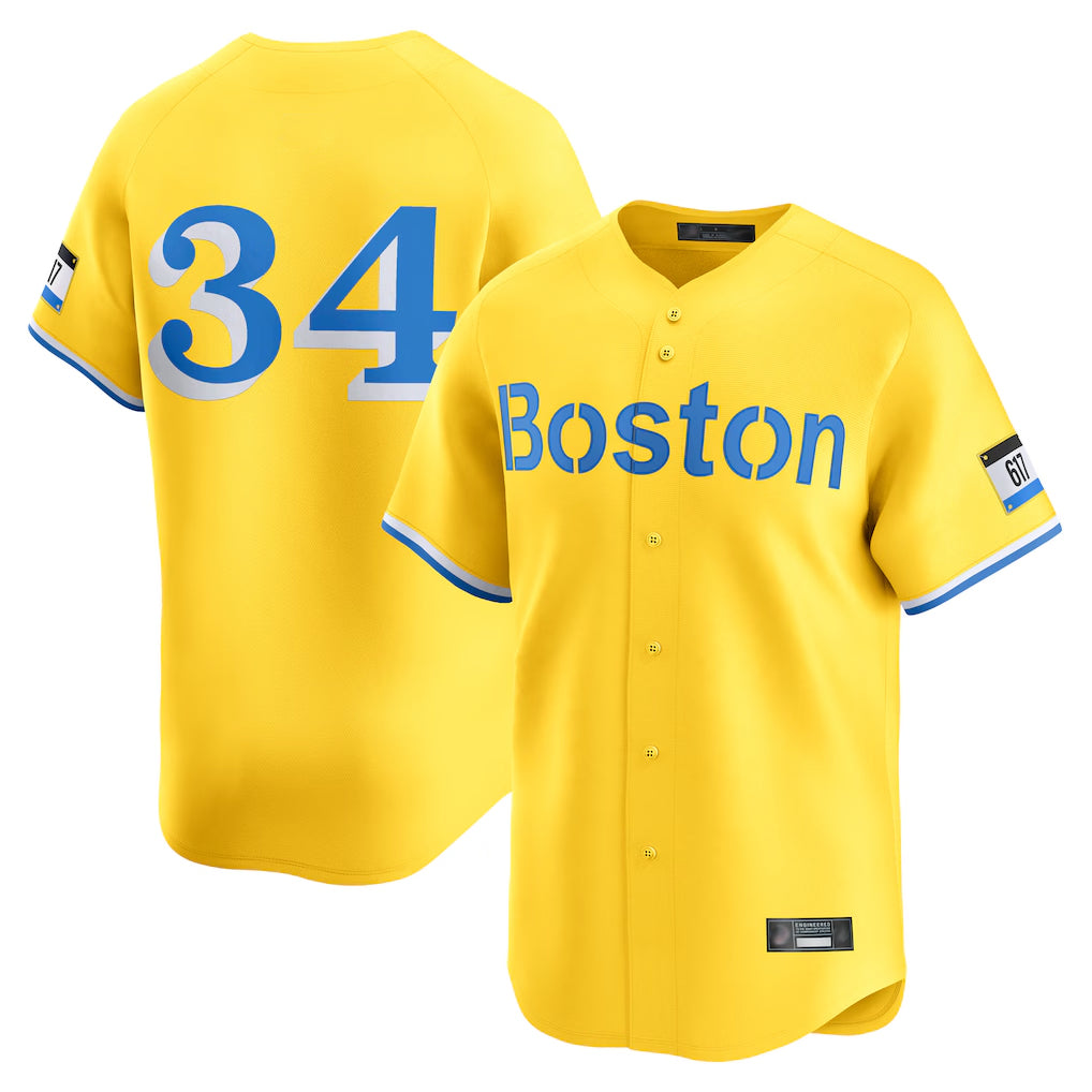 Kooe B.Red Sox #34 David Ortiz Player Yellow Limited Home Game Stitched Jerseys