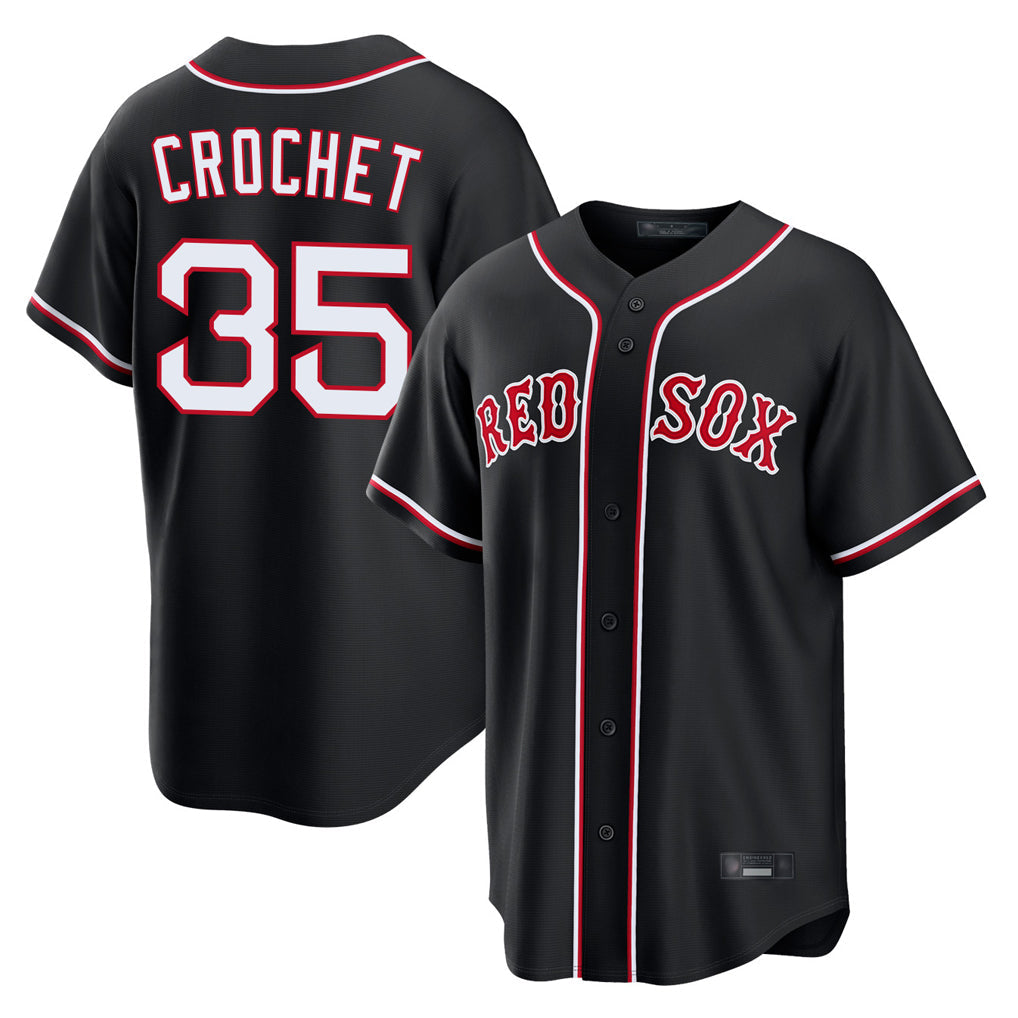 Kooe B.Red Sox #35 Garrett Crochet Player Black Out Home Game Stitched Jerseys