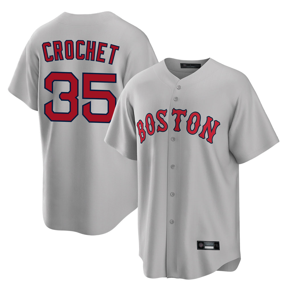 Kooe B.Red Sox #35 Garrett Crochet Player Gray Road Home Game Stitched Jerseys