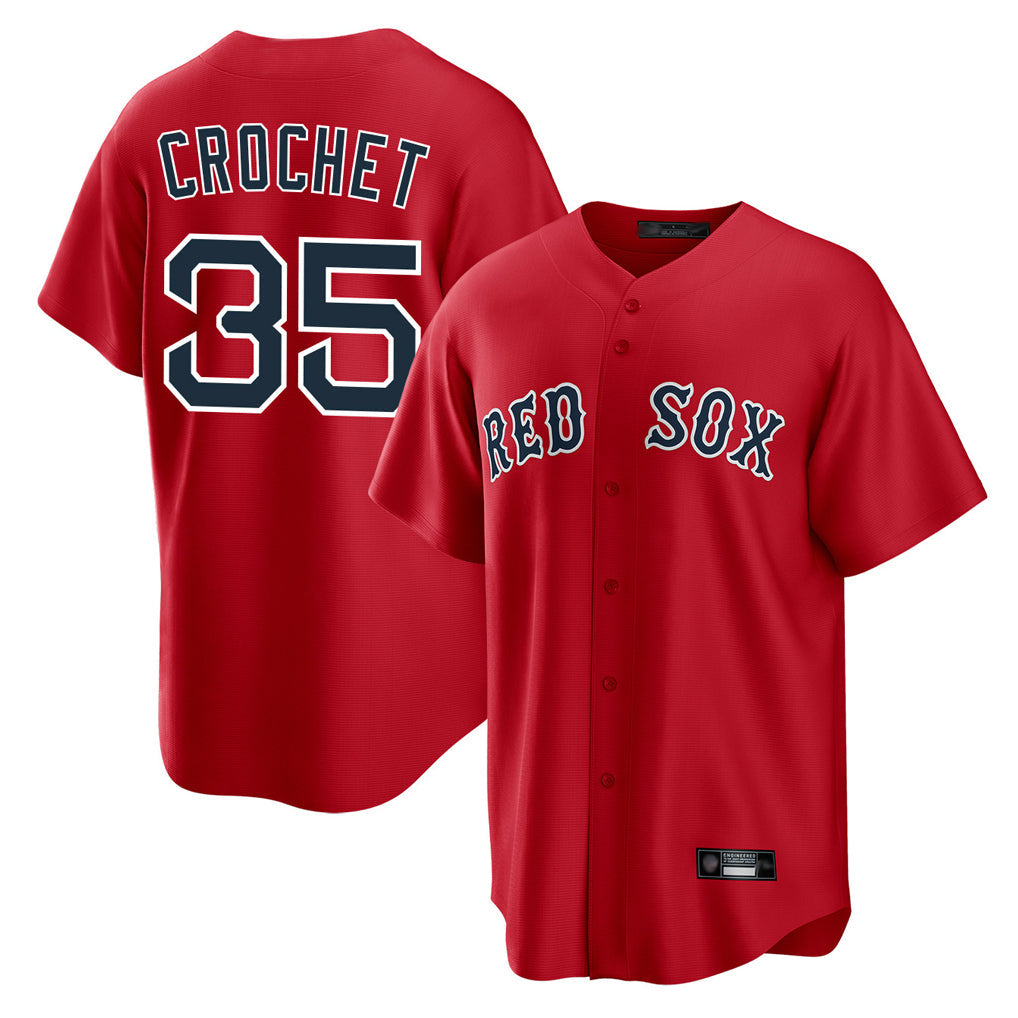 Kooe B.Red Sox #35 Garrett Crochet Player Red Home Game Stitched Jerseys