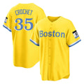 Kooe B.Red Sox #35 Garrett Crochet Player Yellow Home Game Stitched Jerseys
