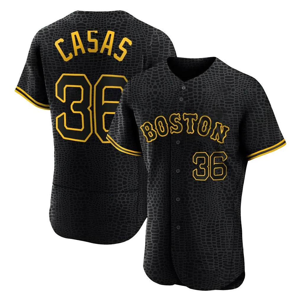 Kooe B.Red Sox #36 Triston Casas Player Black Snake Skin City Limited Elite Home Stitched Jerseys