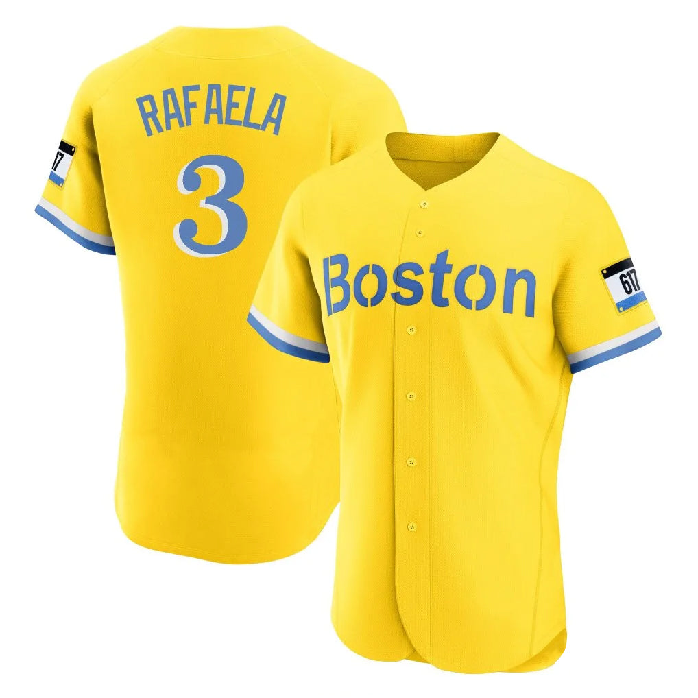 Kooe B.Red Sox #3 Ceddanne Rafaela Player Yellow Limited Elite Home Game Stitched Jersey