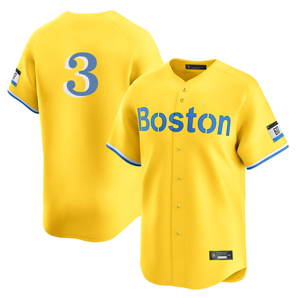Kooe B.Red Sox #3 Ceddanne Rafaela Player Yellow Limited Home Game Stitched Jersey