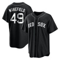 Kooe B.Red Sox #49 Tim Wakefield Player Black Home Game Stitched Jerseys