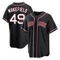 Kooe B.Red Sox #49 Tim Wakefield Player Black Out Home Game Stitched Jerseys