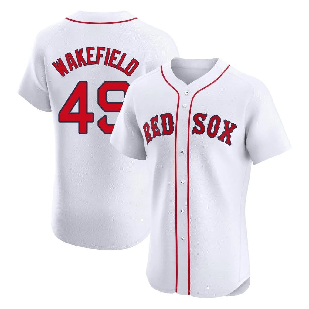 Kooe B.Red Sox #49 Tim Wakefield Player White Limited Elite Home Game Stitched Jerseys