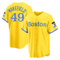 Kooe B.Red Sox #49 Tim Wakefield Player Yellow Home Game Stitched Jerseys