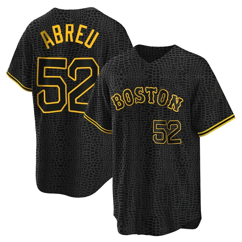 Kooe B.Red Sox #52 Wilyer Abreu Player Black Snake Skin City Home Game Stitched Jerseys