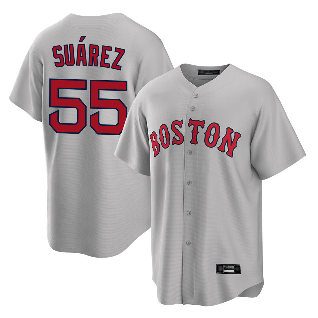 Kooe B.Red Sox #55 Ranger Su¨¢rez Player Gray Road Home Game Stitched Jerseys