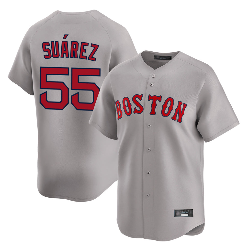 Kooe B.Red Sox #55 Ranger Su¨¢rez Player Gray Road Limited Home Game Stitched Jerseys
