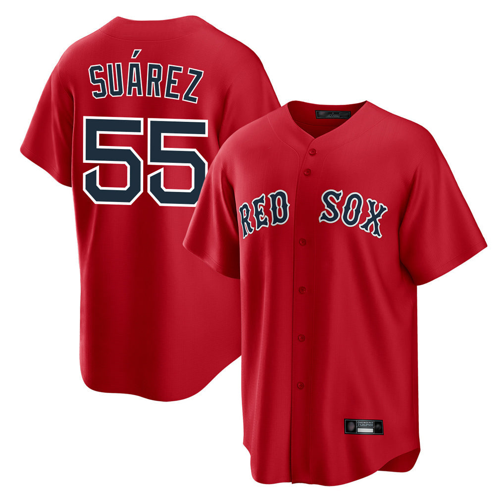 Kooe B.Red Sox #55 Ranger Su¨¢rez Player Red Home Game Stitched Jerseys