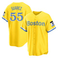 Kooe B.Red Sox #55 Ranger Su¨¢rez Player Yellow Home Game Stitched Jerseys