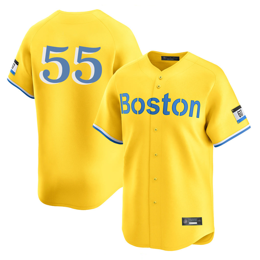 Kooe B.Red Sox #55 Ranger Su¨¢rez Player Yellow Limited Home Game Stitched Jerseys