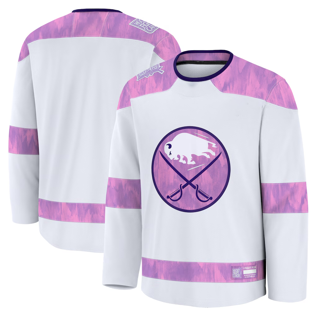 Kooe B.Sabres White 2024 Hockey Fights Cancer Practice Stitched Jerseys