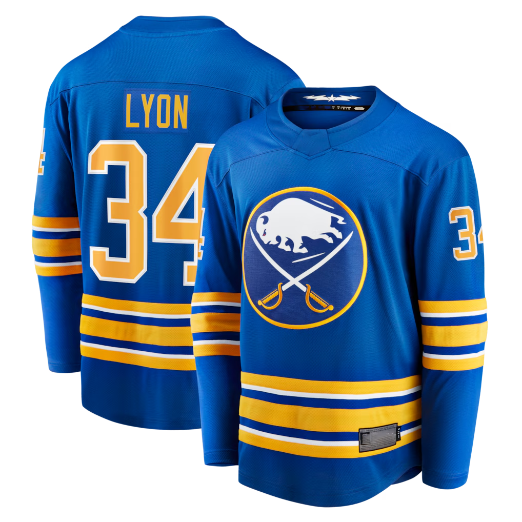 Kooe B.Sabres #34 Alex Lyon Royal Home Breakaway Stitched Jerseys