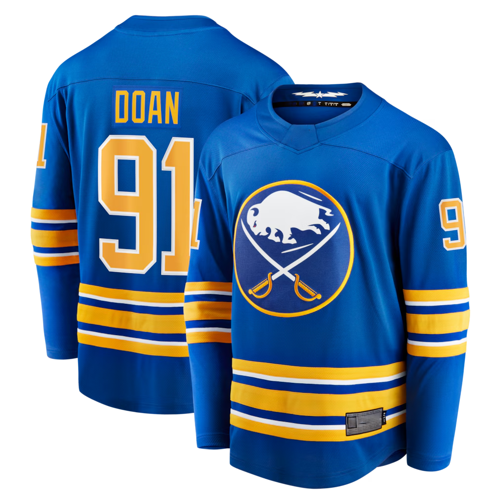 Kooe B.Sabres #91 Josh Doan Royal Home Premier Breakaway Player Stitched Jerseys