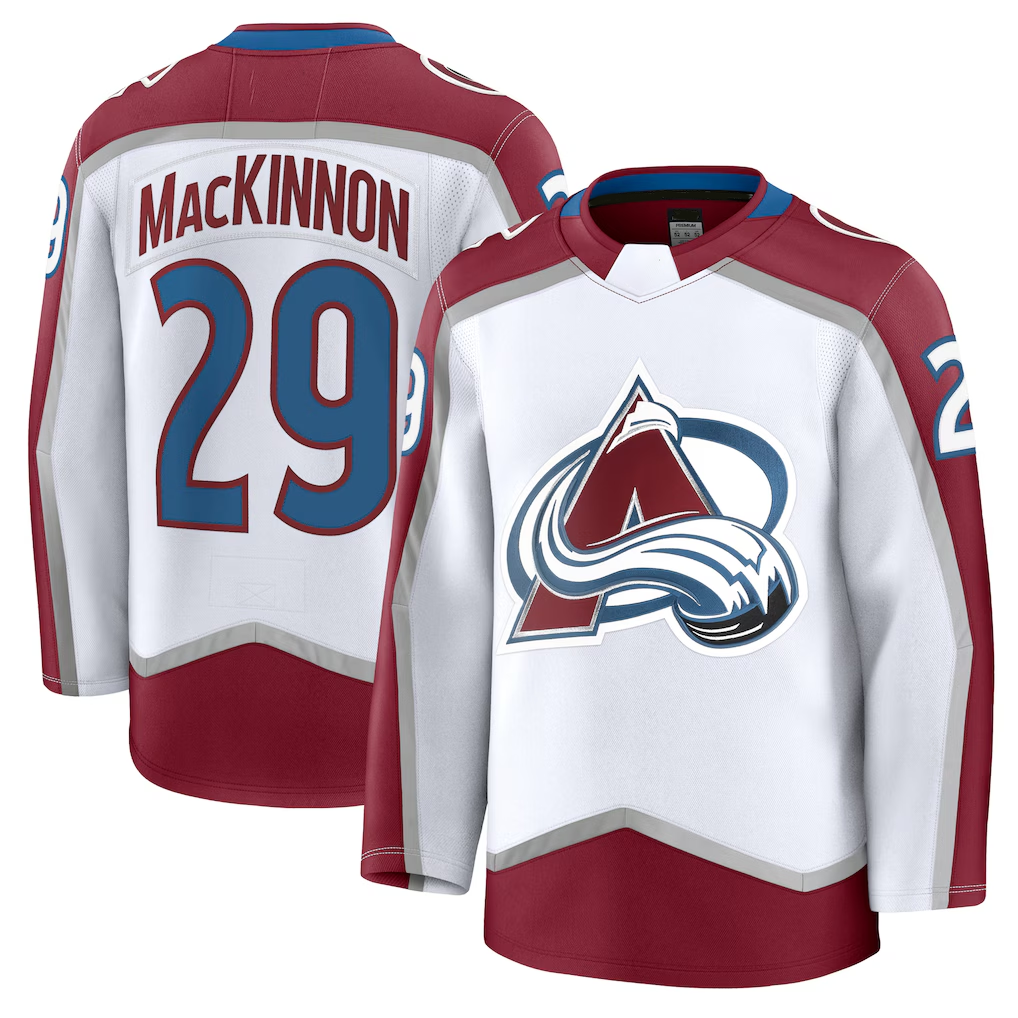 Kooe C.Avalanche #29 Nathan MacKinnon White Away Premium Jerseys