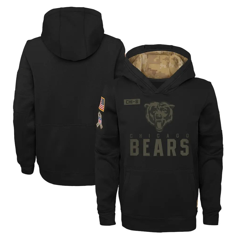 Kooe C.Bears Black Salute to Service Pullover Hoodies Limited Home Blank Player Stitched Jerseys